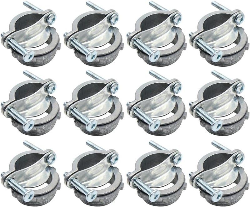 MAKERELE 12-Pack 1 Inch Clamp Type Cable Connectors - UL Listed - Durable Zinc Alloy - Versatile for NM Cable and Metallic Conduit - Electrical Box Wire Clamps - Image 1